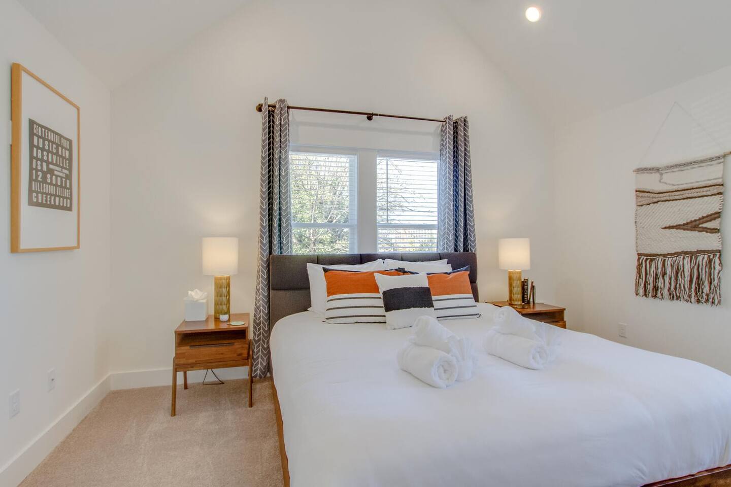 Chic bedroom with a king-sized bed and cozy lighting